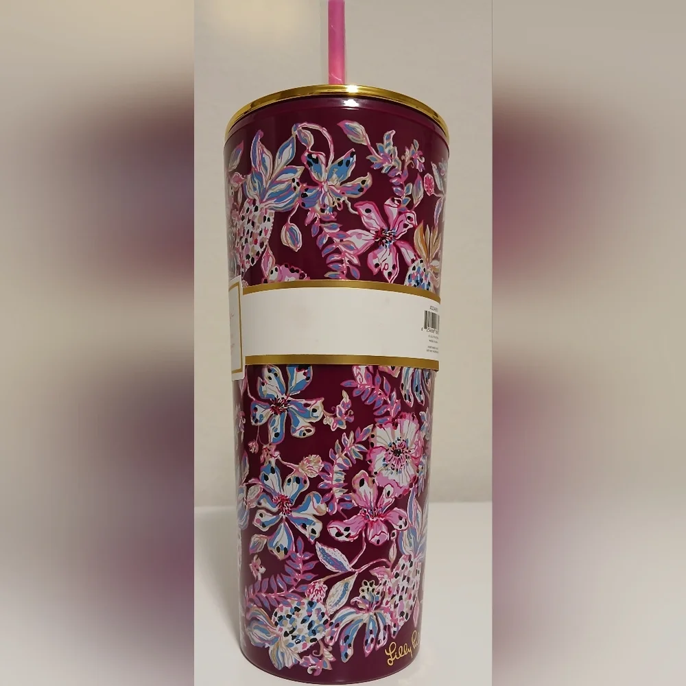 NWT Lilly Pulitzer Floral Tumbler With‎ Straw
